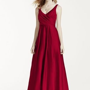 David’s bridal long bridesmaid dress red